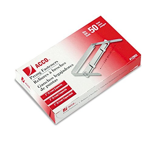 ACC Standard Two-Piece Paper File Fasteners, 2"" Capacity, 2 3/4"" Center, 50/Box - Image 2